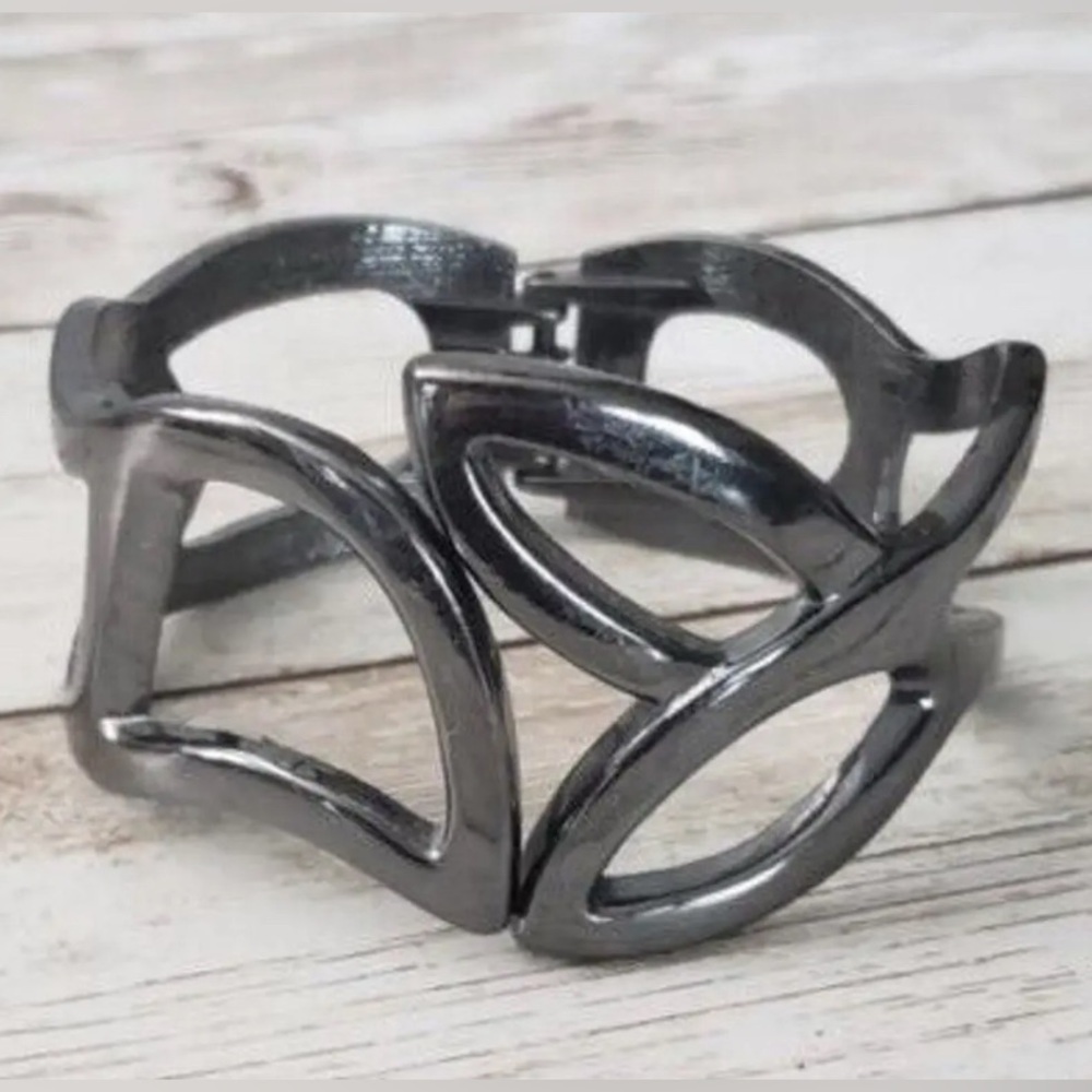 Express Gunmetal Leaf Cuff Bracelet